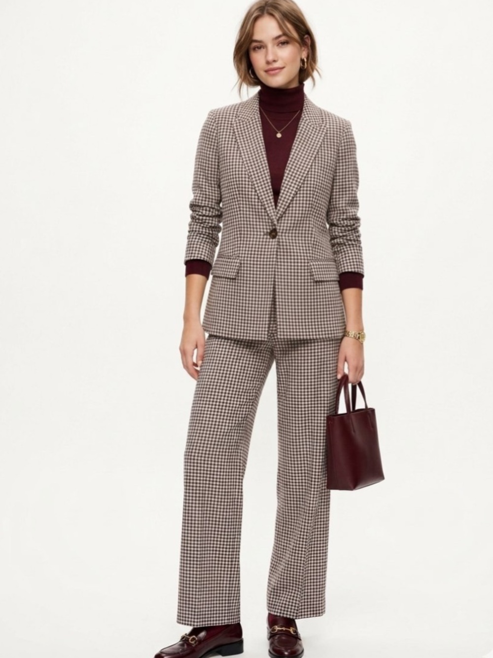 Madewell Alston Wool Blend Tailored Blazer 4 Aroma Burgundy Plaid Prep Like New